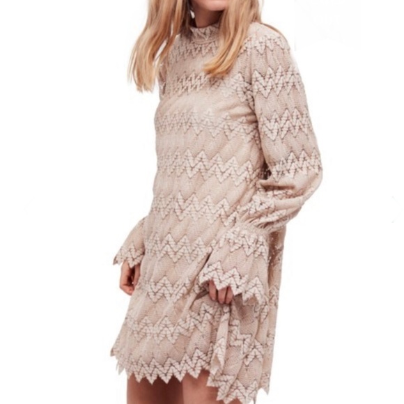 Free People Dresses & Skirts - Free People Simone Mock Neck Lace Mini Dress